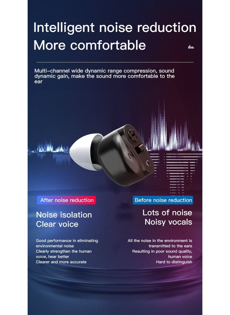 Upgraded digital wireless rechargeable mini CIC hearing aid, suitable for the elderly and seniors, simple and easy to use, black. - Image 2